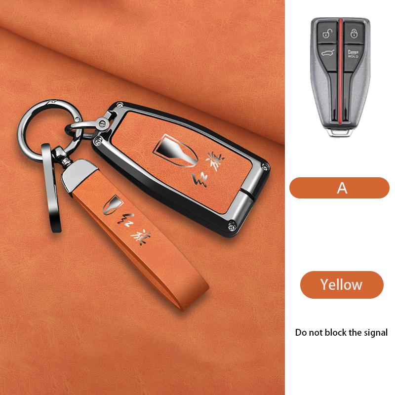 Zinc Alloy Car Key Cover Case Shell Holder Protector for Hongqi HS5 HS7 HS E HS9 Logo Keychain Bag Set Interior Accessories