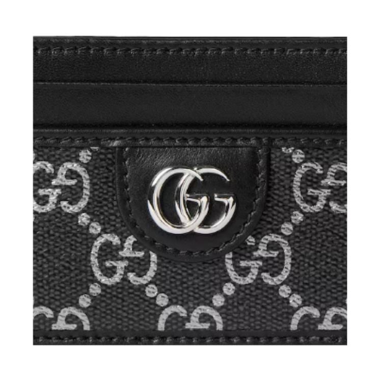 GUCCI Coated Fabric Card Holder Men's Black & Silver 834795-FAFUD-8643