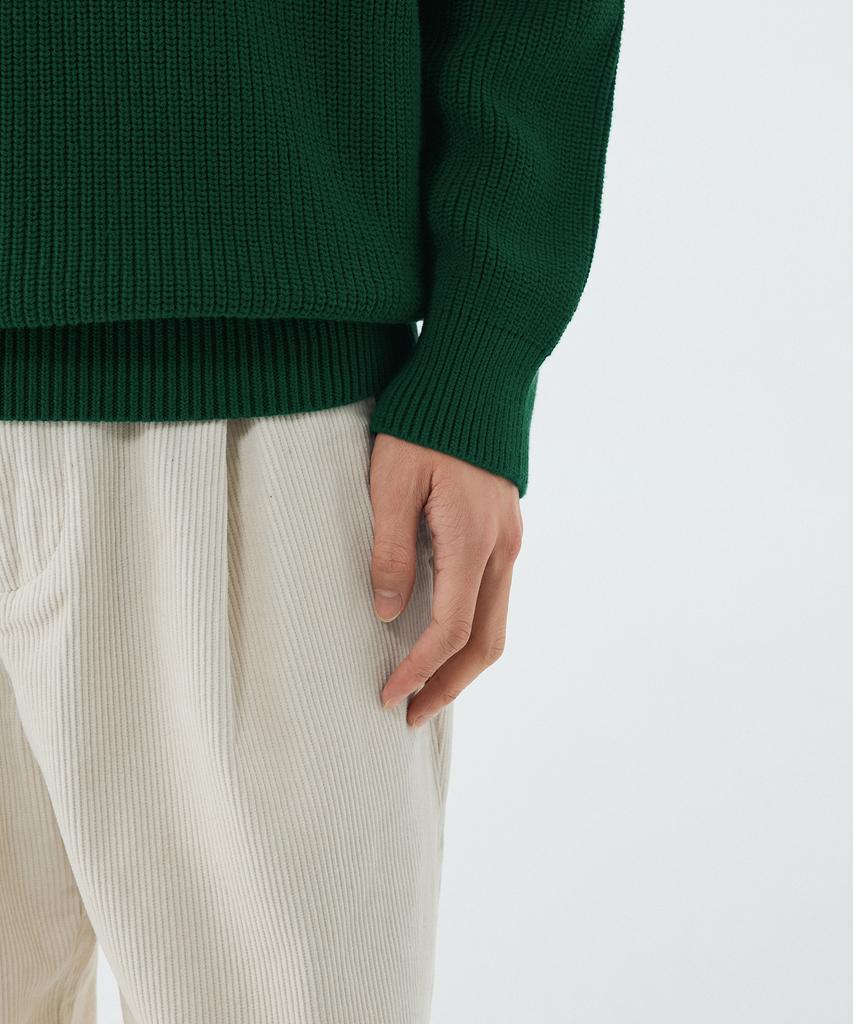 MUSINSA STANDARD Cotton Ribbed Crew Neck Knit [Irish Green]