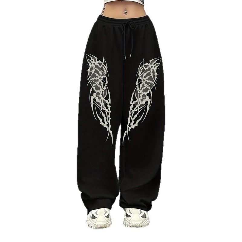 Womens High Street Hip Hop Loose Straight Leg Casual Pants