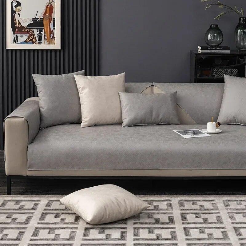 Wodoodporny Pokrowiec na Sofę z Tkaniny Technologicznej Uniwersalny na Wszystkie Sezony Jednolity Kolor Antypoślizgowy