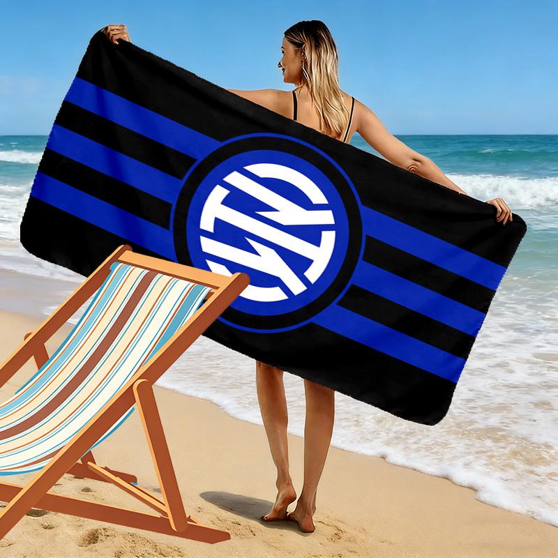 Inter Mailand 2D Flachdruck Strandtuch, Großes Weiches Schnelltrocknendes Handtuch für Strand Camping Schwimmen