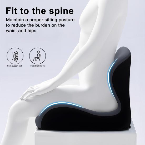 Memory Foam Seat Backrest Integrated Cushion Ergonomic Design Pressure Relief Breathable Cover Supportive Seat Pad