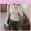 T Shirt Polyester Blend With Button Long Sleeve Slim Fit For Office Wear
