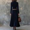 Women's Vintage Velvet Long Dress with Notched Lapel and Single-Breasted Waist-Cinching Design