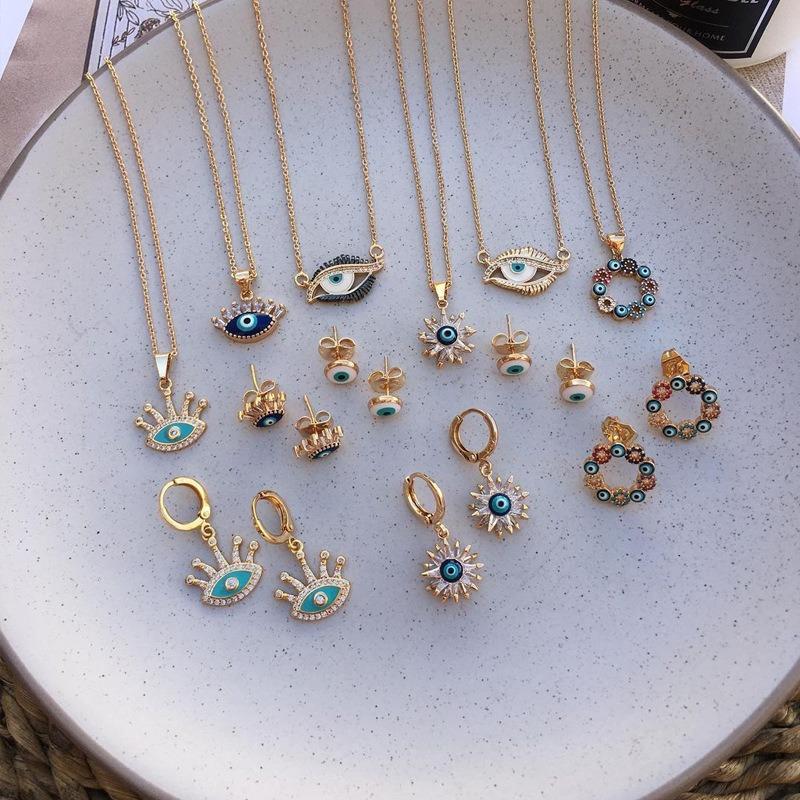 Halskette Ohrringe Schmuckset Mode Galvanisieren Teufelsauge Schmuck Punk Schmuck Damen Accessoires
