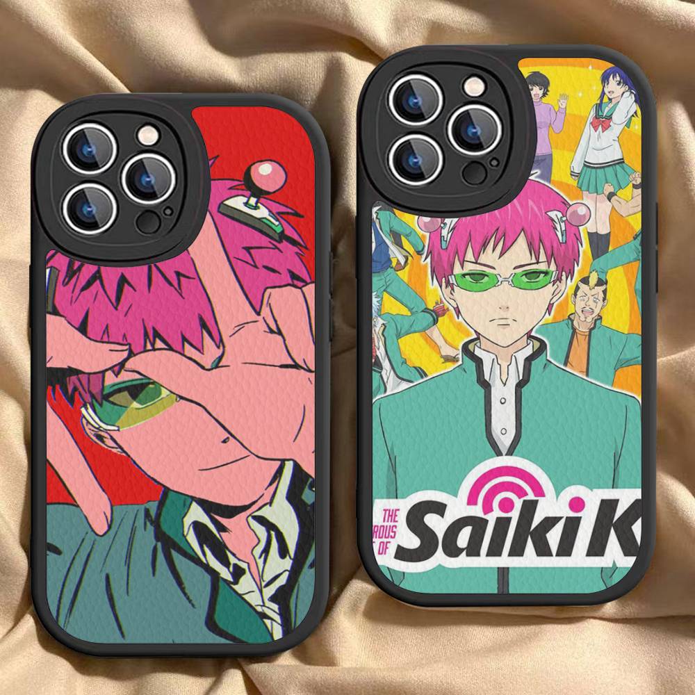 Anime Saiki Kusuo Phone Case For IPhone 16 15 14 11 12 13 Pro Max Plus Back Leather Shell