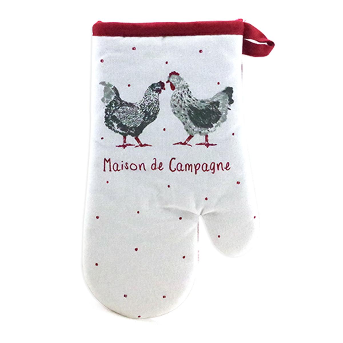 

Les Trésors De Lily [A1112] - Прихватка для духовки Chickens красно-белая (Вилла) - 28x14см
