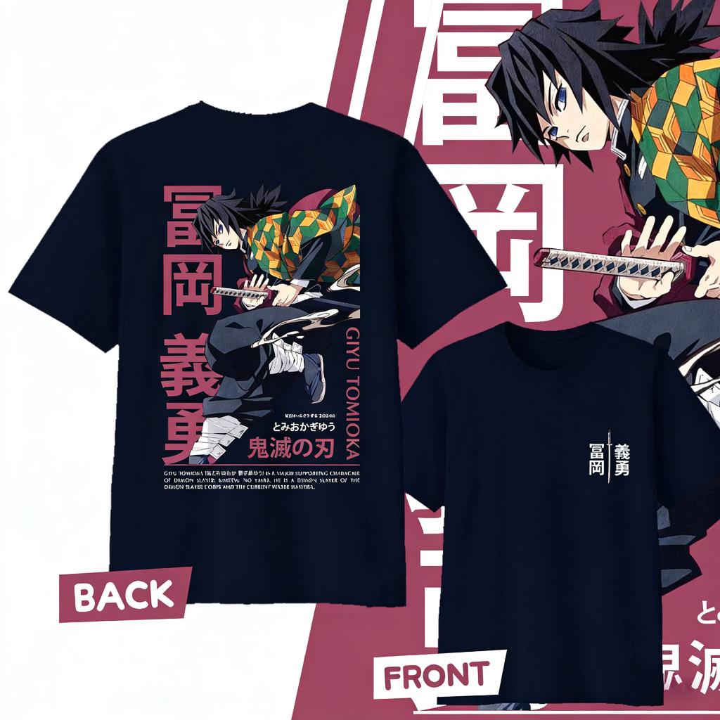 Demon Slayer Tomioka Giyuu Pure Cotton Tshirt for 2026 Summer KidsUnisex sWomen s Fashion Casual Cosplay Short Sleeved Tshirt