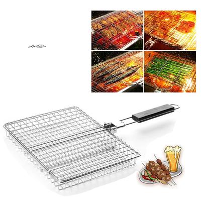Foldable 304 Stainless Steel BBQ Mesh Grilling Basket Non-Stick Grill Mat Meat Vegetable Steak Tool For Picnic Party Barbecue