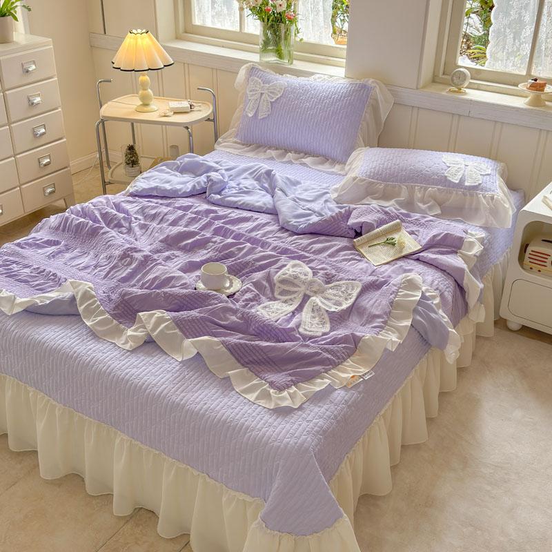 New Fashion Rufflededge Summer Blanket Soft Skin-Friendly Breathable Quilted Quilt Moisture-Wicking Duvet Sleep Naked Comforter