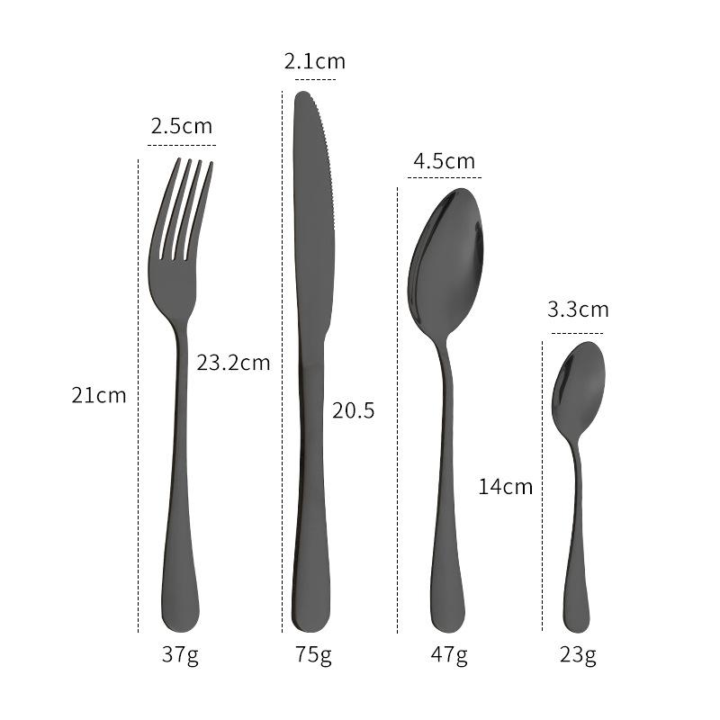 24st svart handtag gyllene bestick set rostfritt stål kniv gaffel sked porslin bestick set festival kök servis present