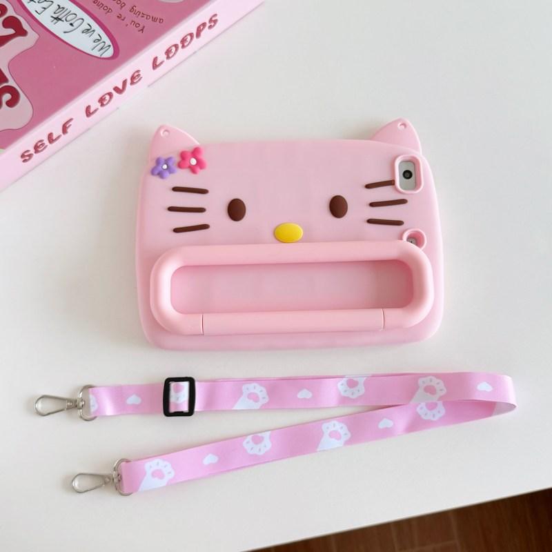 3D Cartoon Flower Cat Holder Tablet Case For Samsung Galaxy Tab A7 Lite 8.7 A9 A11 Plus 11 T290 T295 A 8.0in Soft Silicone Cover For iPad Pro Air