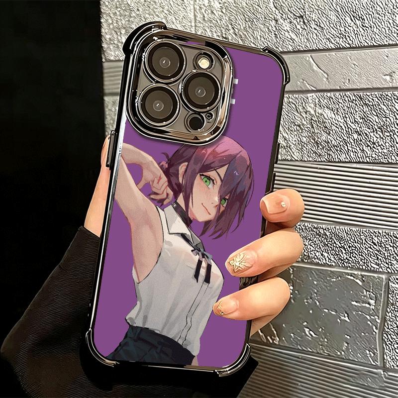 Anime Character R-Reze CSM Soft Phone Case For iPhone 15 16 17 Air 14 Pro Max 16E Plus 13 12 Mini Plating Anti-Fall Fundas