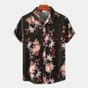 Men's Summer Breathable Plant Print Shirt Hawaiian Seaside Comfortable Short Sleeved Fashionable Design New Model Cool