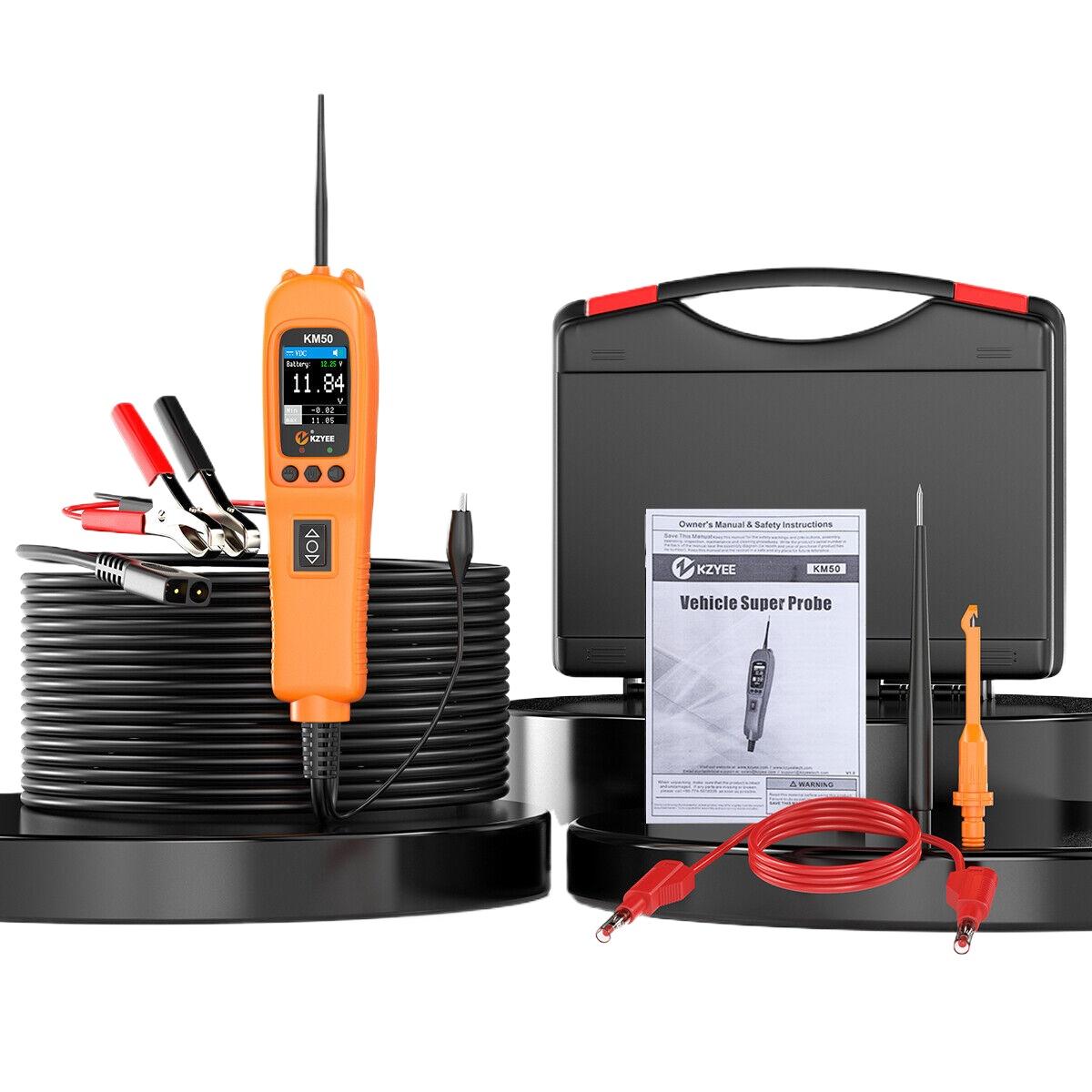KZYEE KM50 12V 24V Circuit Tester Power Scan Electrical Power Probe Car Multi Meter Circuit Diagnostic Tool PK PS100 OS2600 KM50