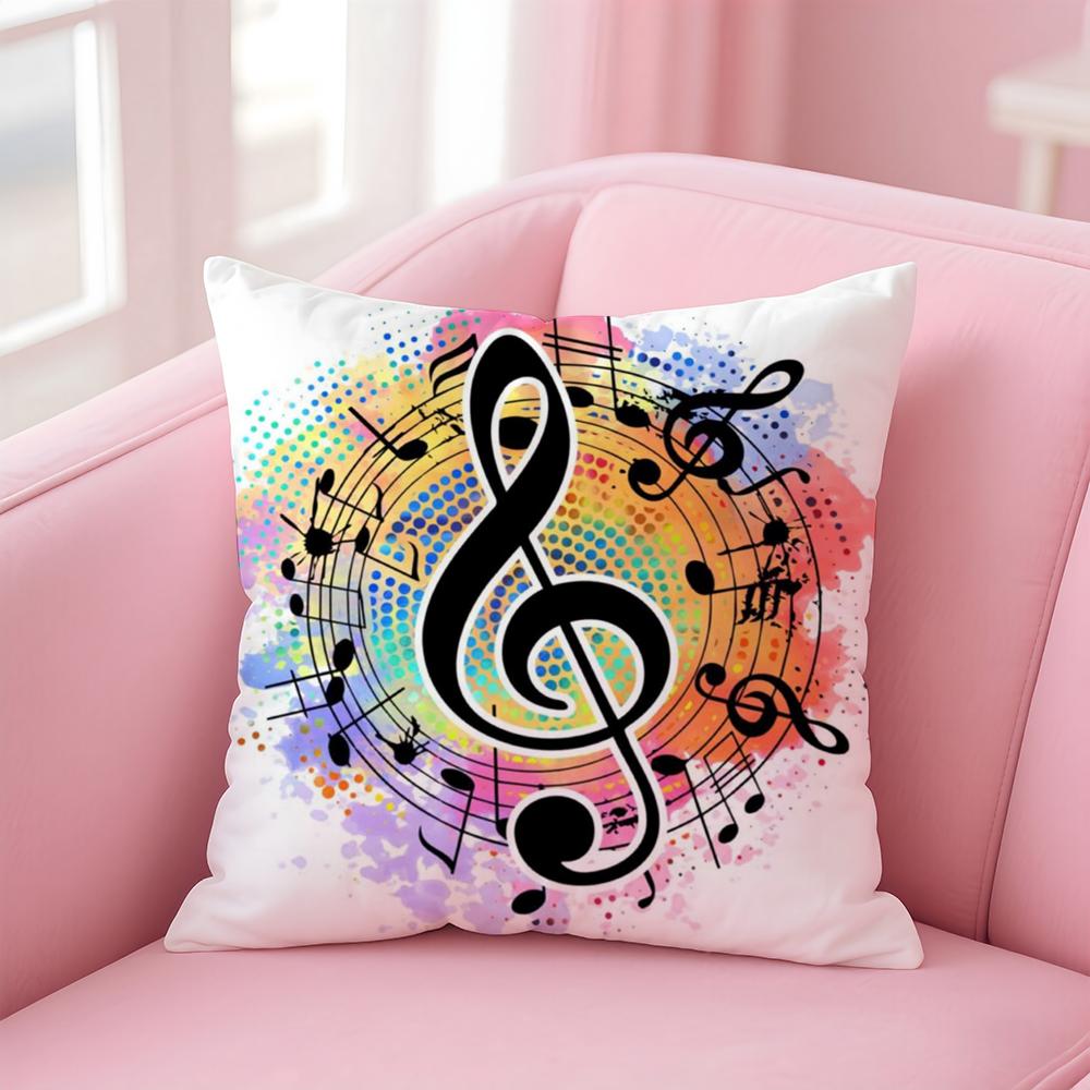 Sheet Music Printing Cushion Cover Pillow Case Soft Friendly Fabric & Concealed Zipper