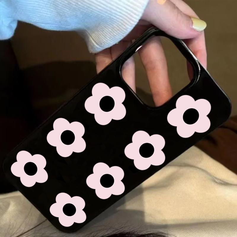 Cute Pink Flower Print Phone Case For iPhone17 16 15 14 Plus 13 12 11 Pro Max 16E X XR XS Max 7 8 Plus SE Shockproof Soft Cover