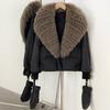 Natural removable real fox fur collar women's autumn and winter new white duck down jacket loose thickened warm jacket