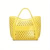 Durable Easy Clean PVC Hollow Jelly Tote Bag Lightweight Beach, Picnic, Grocery Shower Storage Basket with Ventilation Holes, Vibrant Turquoise