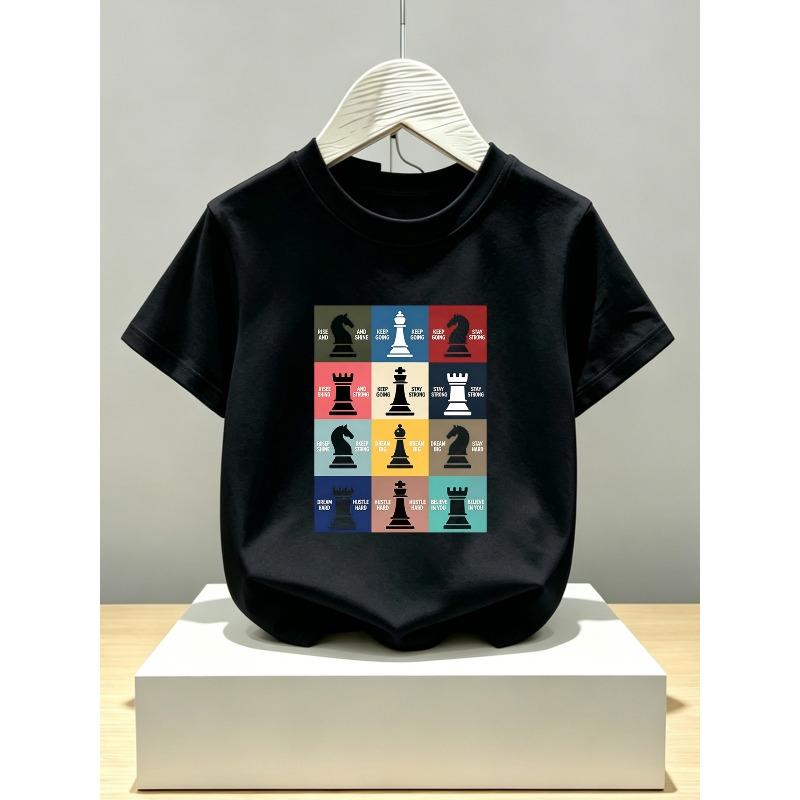European sizes Cotton Short Sleeve T-Shirt for Kids, Round Neck, Trendy Brand, Simple and Fashionable Boys' Top, Soft, Breathable, Skin-Friendly