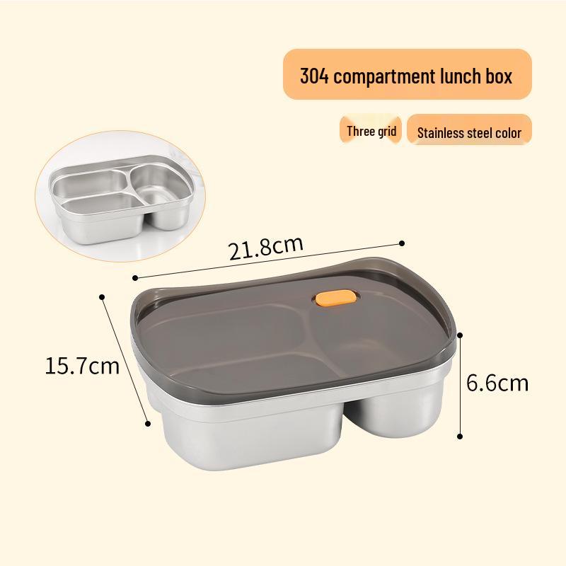 304 Stainless Steel Food-Grade Lunch Box with Lid for Students and Office Workers - Compartmented Takeaway Meal Container, Fresh-Keeping Seal