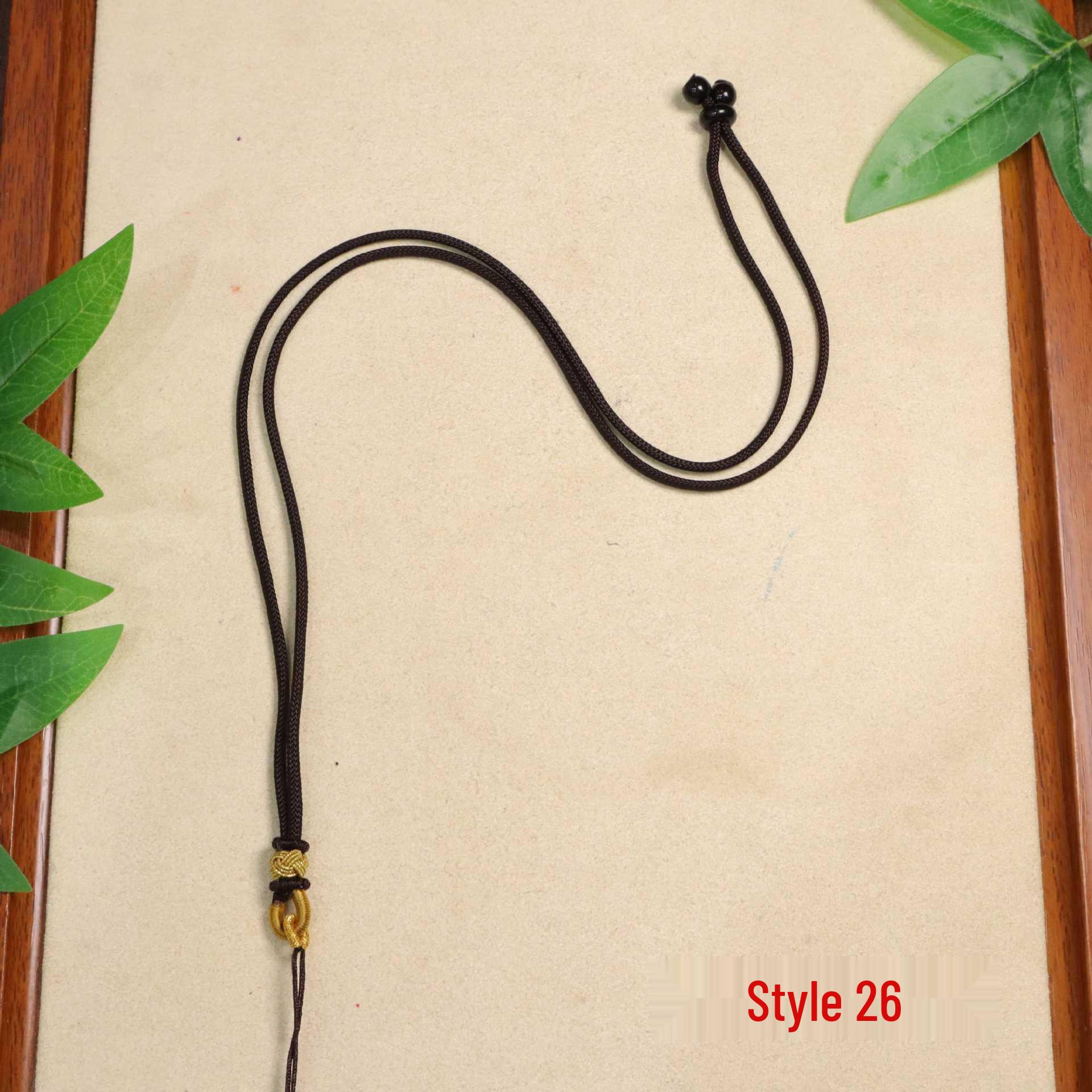 Ethnic Handmade Jade Pendant Necklace with Twisted Woven Rope and Thangka Cotton Thread