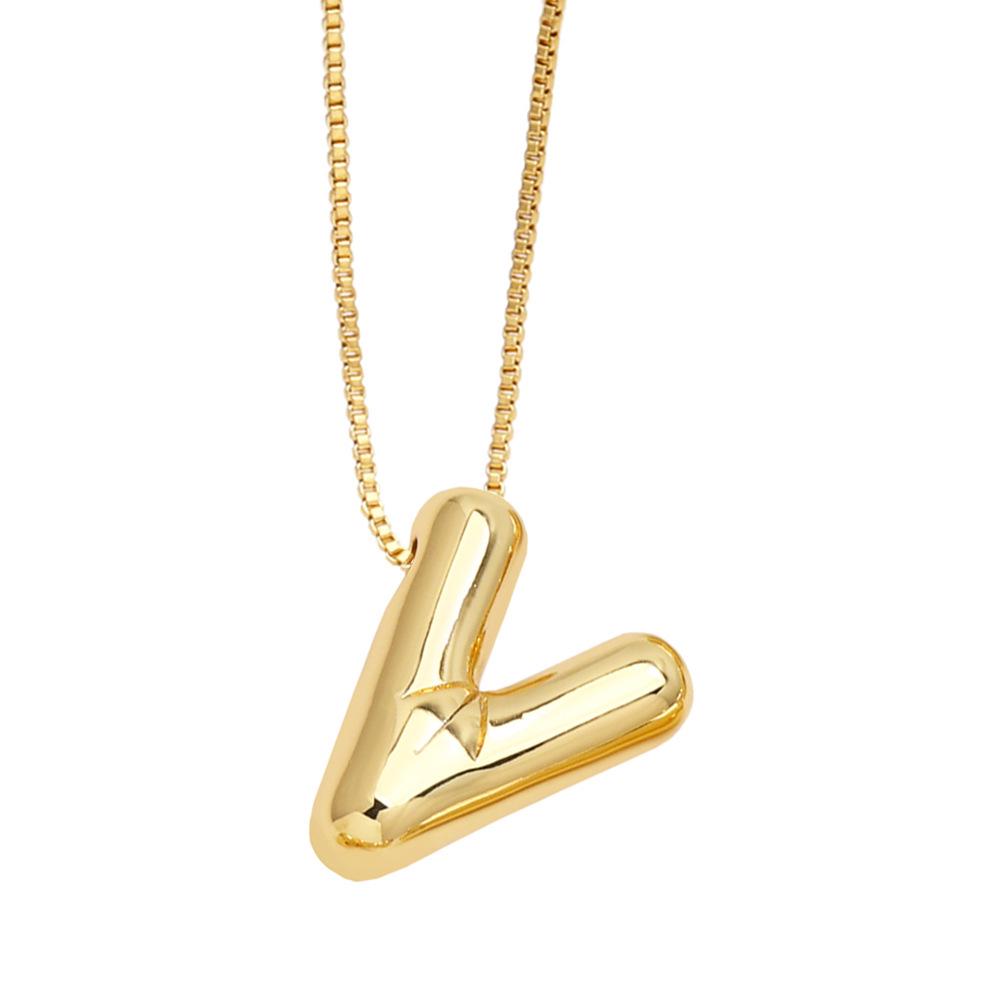 18K Gold-Plated Smooth Letter Pendant Necklace - Unique & Versatile Design