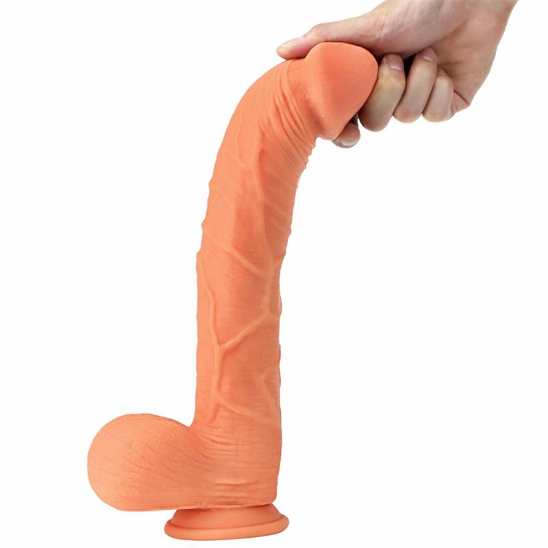 Women's Oversized Dildo Silicone Sucker Manual Double Layer Oversized 35cm Super Soft Adult Products