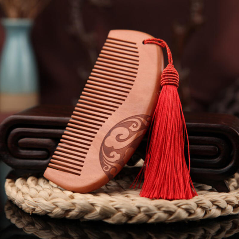 Traditional Pattern Peach Blossom Comb Portable Hair Brush abstract