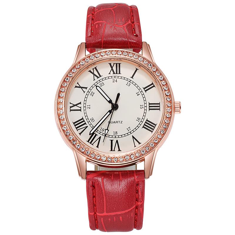 Stylish And Simple Roman Numeral Belt With Diamond Luminous Watch Women S Quartz Watch