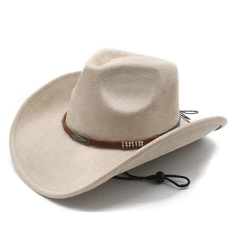 Retro Jazz Hat, Suede, Upturned Brim, Western Cowboy Hat, Men's and Women's Autumn and Winter Wide-brimmed Felt Hat