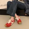 Red German Training Shoes for Women's 2025 New Spring Retro Cute Soft-soled Sports and Leisure Versatile Forrest Gump Board Shoes