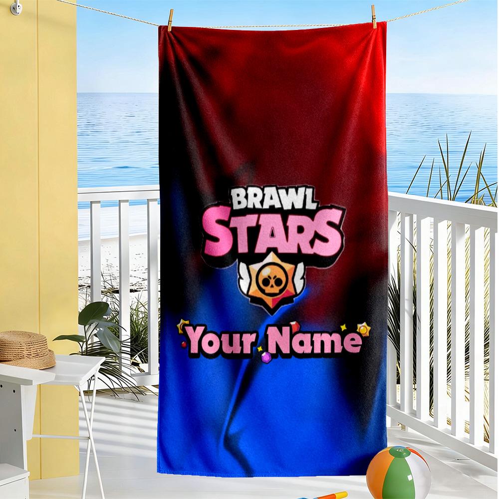 Supercell Customize Text Beach Towel High Absorbency & Quick-Dry Suitable for Swimming Gym Camping Yoga Vacation