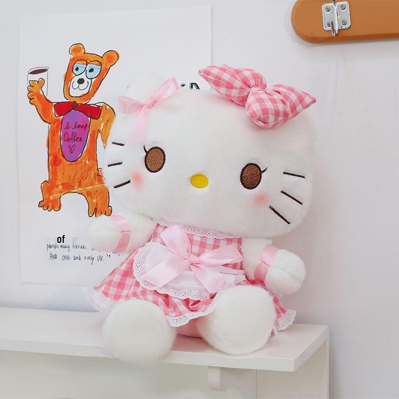Creative Hello Kitty Plush Toy: Cute Maid Cat Doll with Bow - Perfect Birthday Gift Companion