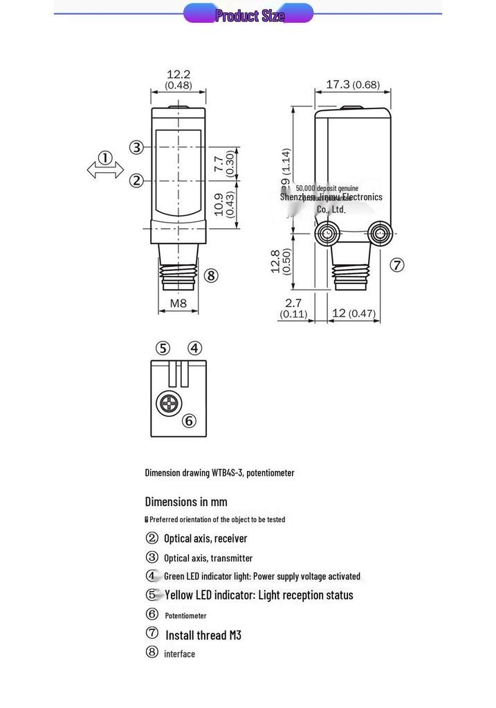 New Genuine WTB4S-3P2261 1042041 Photoelectric Sensor with Diffuse Reflection & Background Suppression