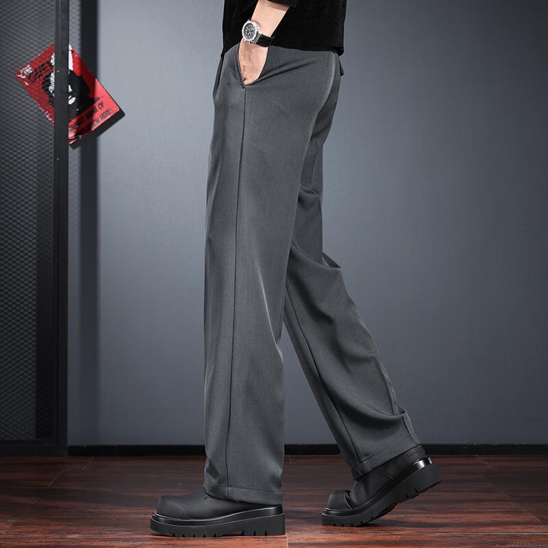 JieLeNuo Men's 2026 Spring Loose Straight Suit Pants