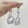 Creative Little Headset Keychains Silver Color Headset Keychain Cute Mobile Phone Pendant for Woman