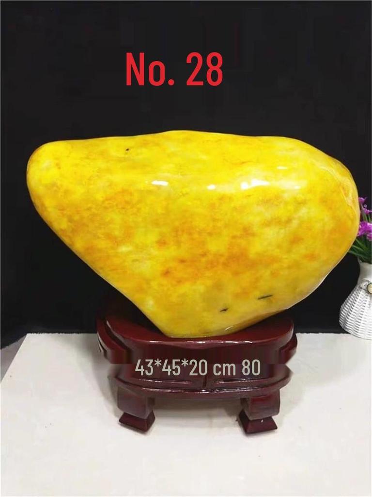 Yellow Dragon Jade Decorative Stone: Feng Shui Ornament for Home Entrance