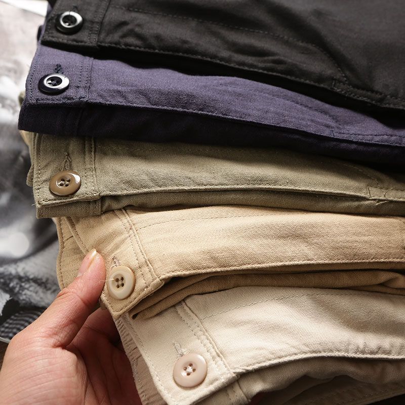 Cotton! Linen! OEM Goods out of Japan! Export Men's Clothing Balance Cargo with Logo Cut off Business Slim-Fitting Small Straight Casual Pants