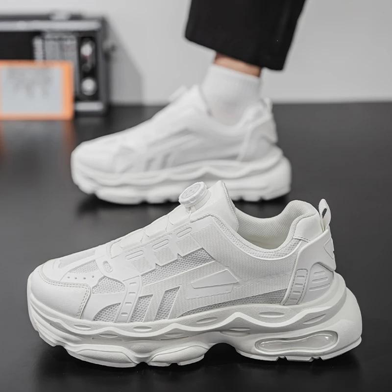 Men's shoes breathable new casual black sneakers mesh thick-soled heightened daddy work protection shoes for men zapatos