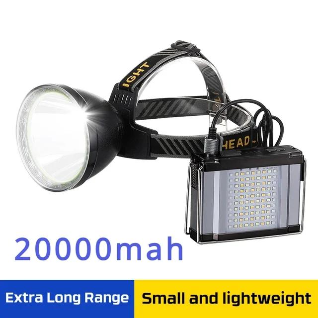 High Power 20000mAh LED Headlamp Multifunction Head Flashlights With High-capacity Power Bank Camping Fishing Split Headlight