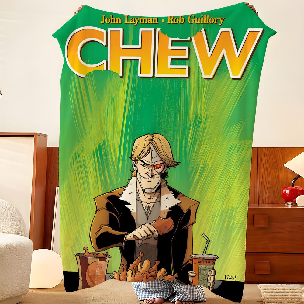 Comic C-Chew Throw Flannel Throw Blanket, Lightweight Cozy, Durable Washable Cute Cool