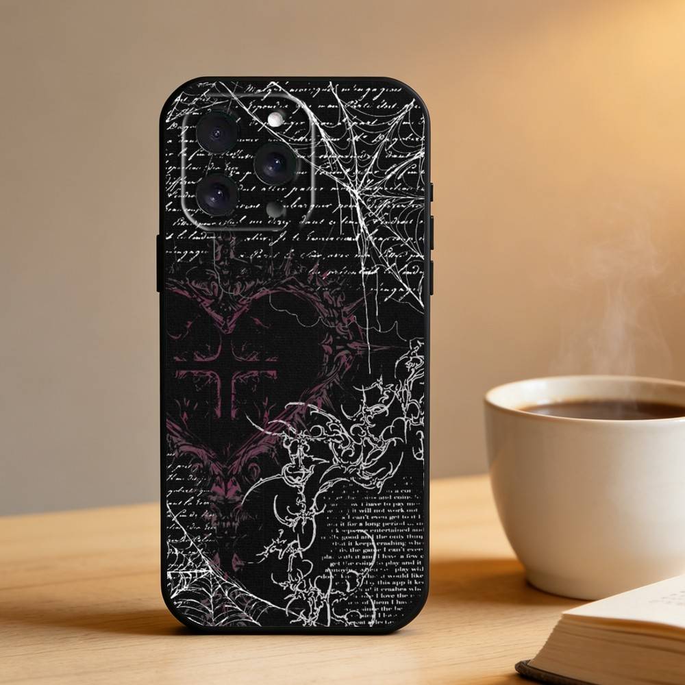 Gothic Coquette Cyber Sigilism  Phone Case For iPhone 16,15,14,13,12,17,Pro Max,Plus Silicone Black Case