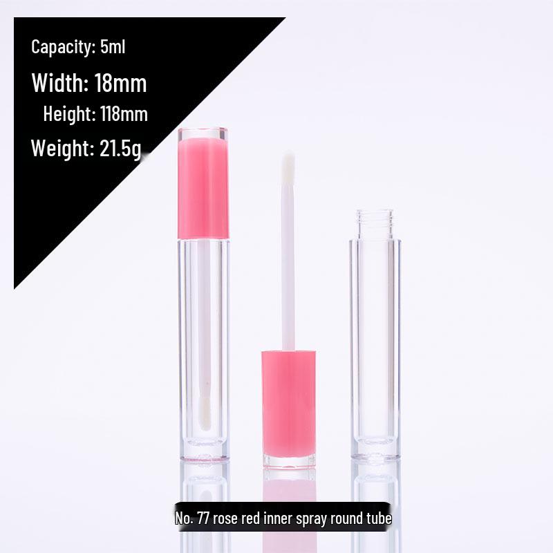 In Stock: 5ml Round Transparent Lip Gloss Tube, Spray Inner, Lip Glaze Empty Bottle, Lipstick Tube