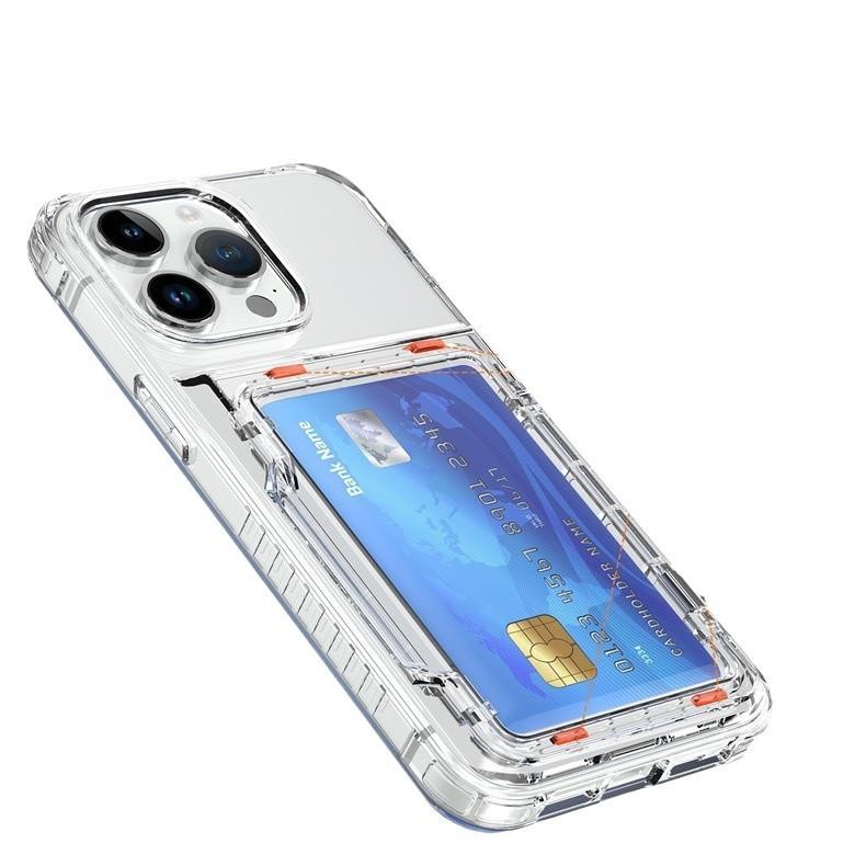 Suitable for Apple 16Promax Transparent Phone Case Flip Cover 15 Card Slot Stand 14 Full Crystal Transparent Protective Case