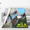 The Wild Robots Blanket 2024 New Cartoon Fuzzy Throw Blankets Bedroom Sofa Decoration Soft Warm Breathable Rug Piece