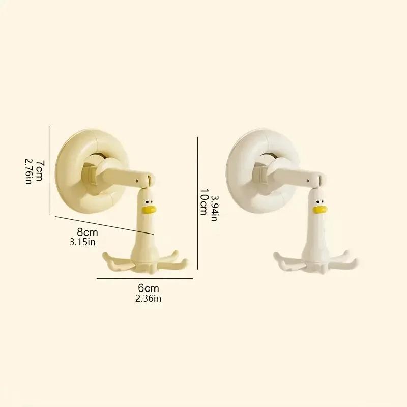 1 pièce Crochets utilitaires réglables avec ventouse Rotation à 360° Design canard Support mural Multifonctionnel Créatif Organisateur de maison