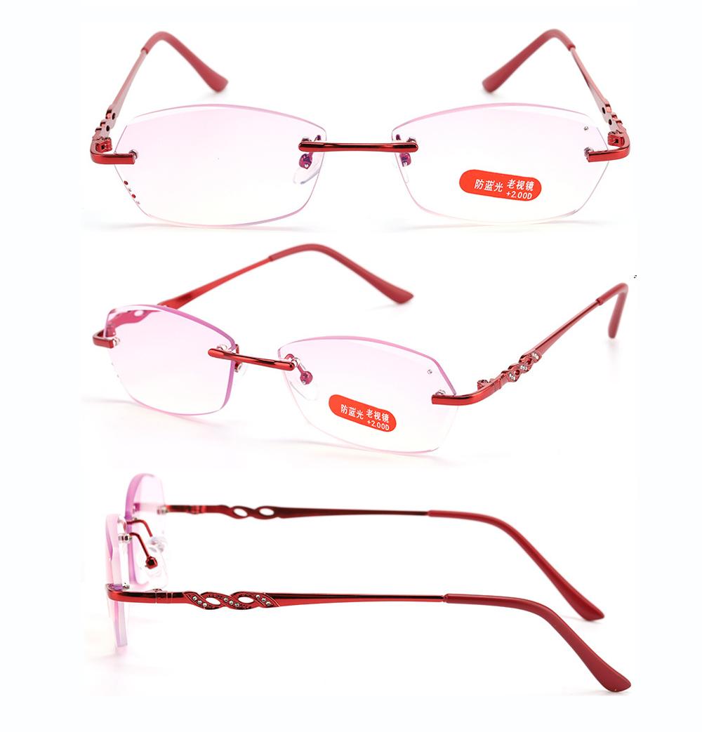 CLARA Diamond Cut Rimless Reading Glasses Ultralight Anti Blu Ray for Women Men +0 75 to +4 0 Anti Fatigue +75