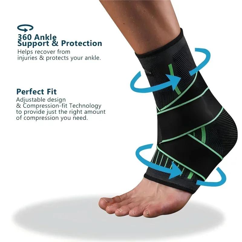 Durable And Safe Adjustable Elastic Ankle Brace Compression Sleeve Foot Support Stabilizer For Plantar Fasciitis Achilles Tendonitis Sports Sock